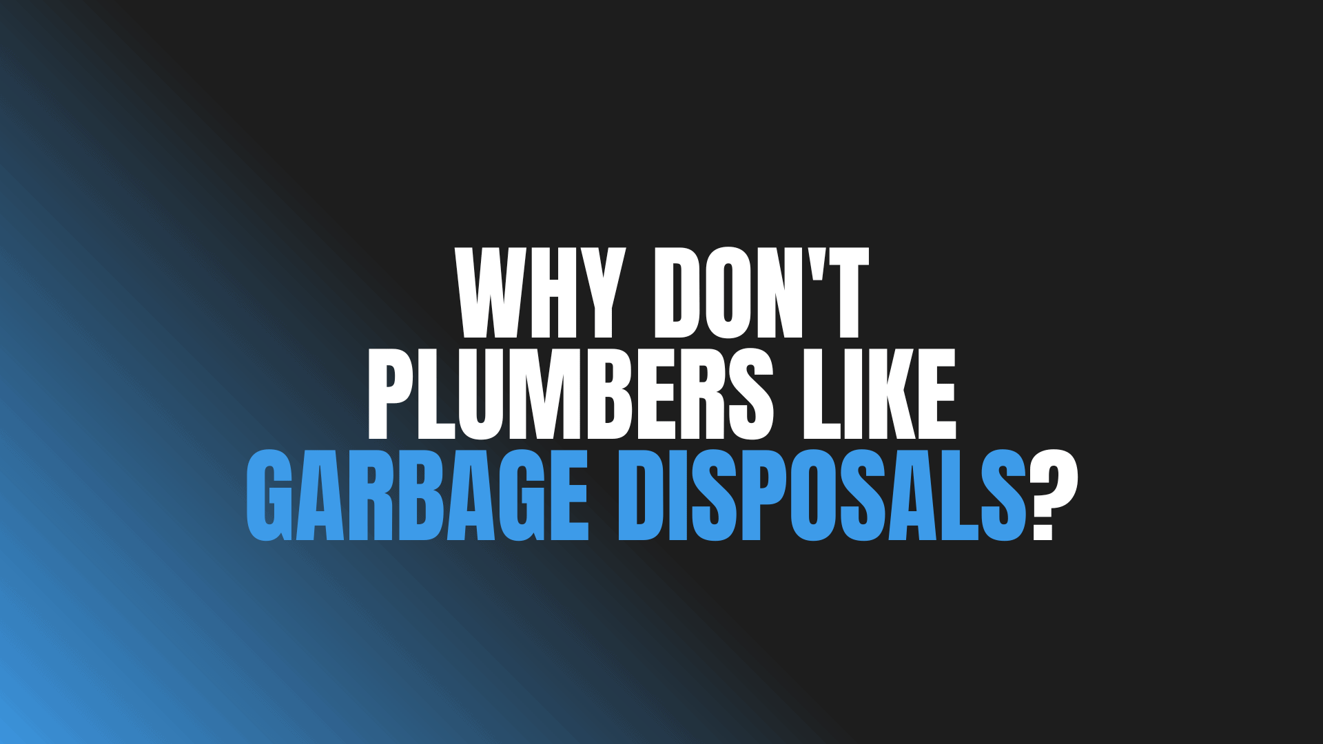 Why Don't Plumbers Like Garbage Disposals?