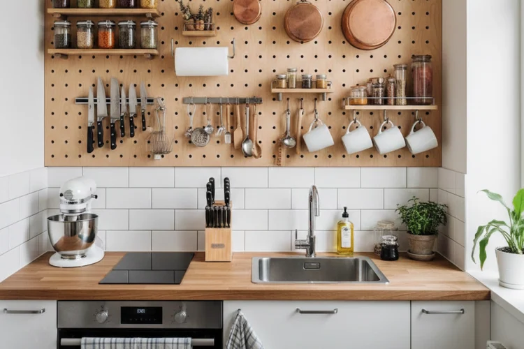 Can a Pegboard Wall Be the Ultimate Small Kitchen Organizational Tool?