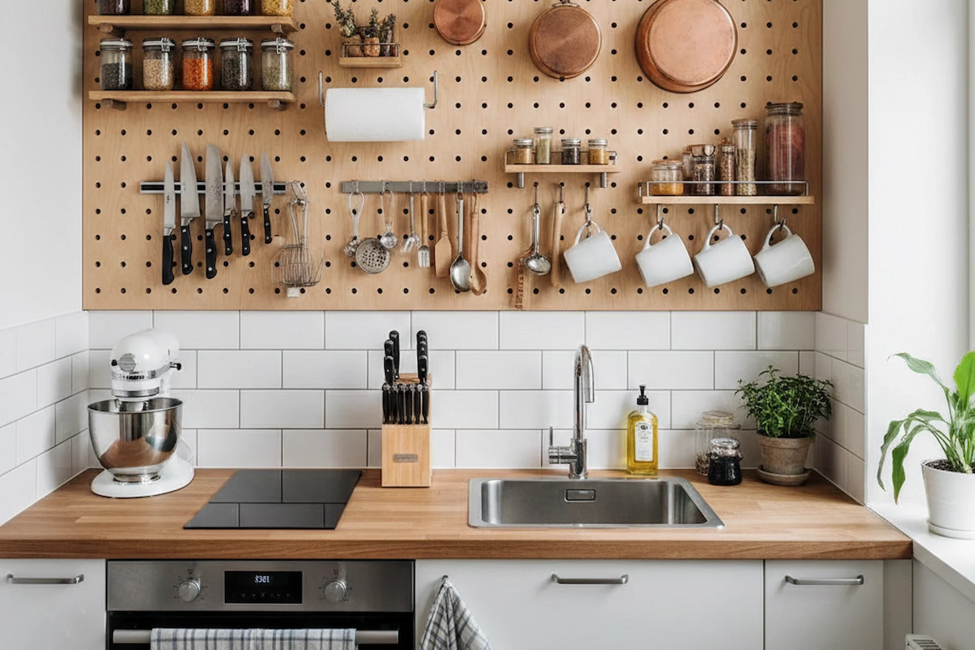 Can a Pegboard Wall Be the Ultimate Small Kitchen Organizational Tool?