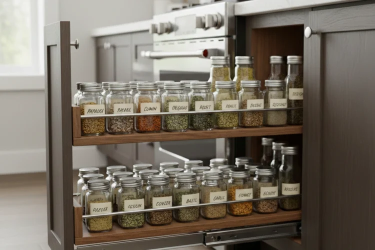 How Do Pull-Out Spice Racks Save Counter Space?